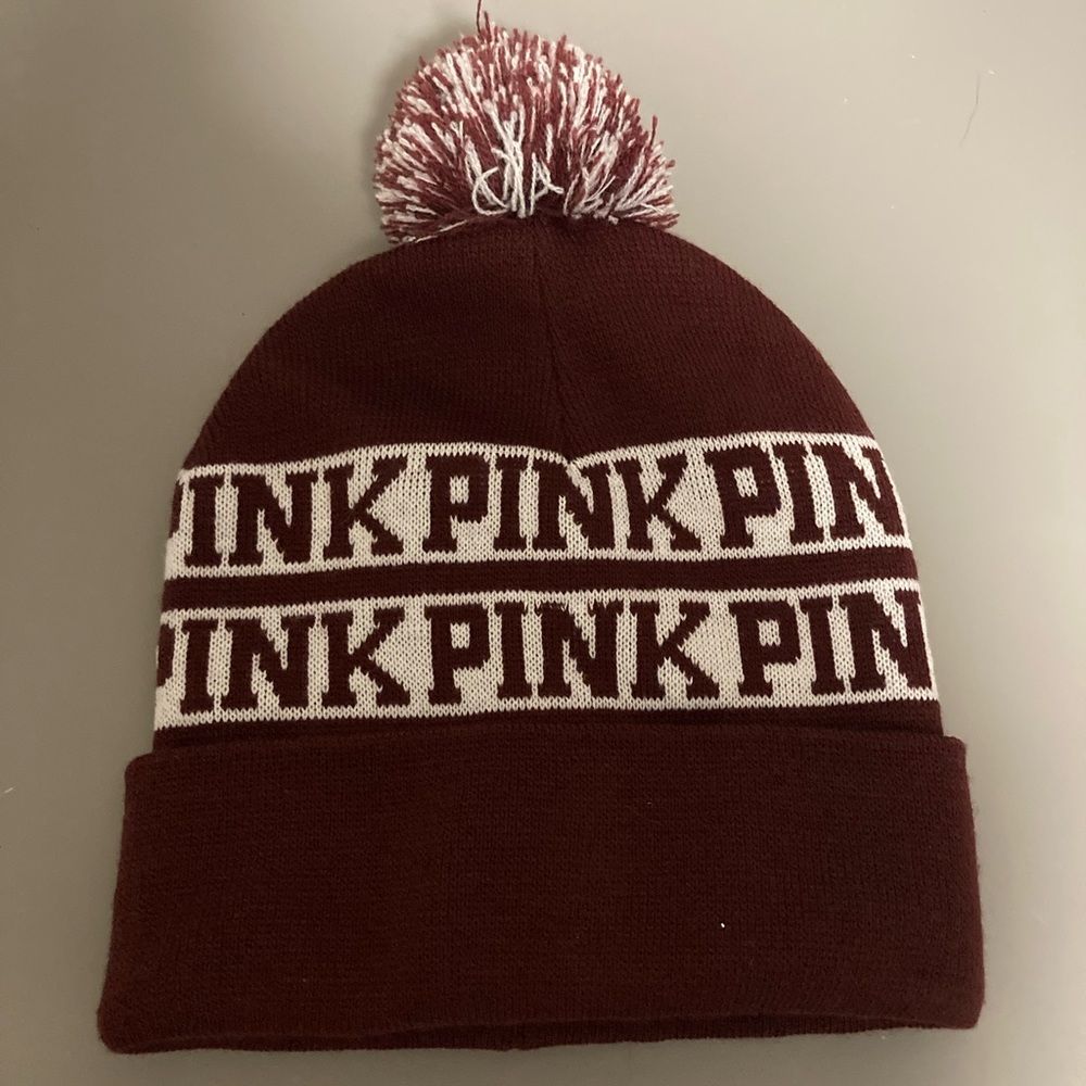 Pink Burgundy Ball Beanie Victoria’s Secret